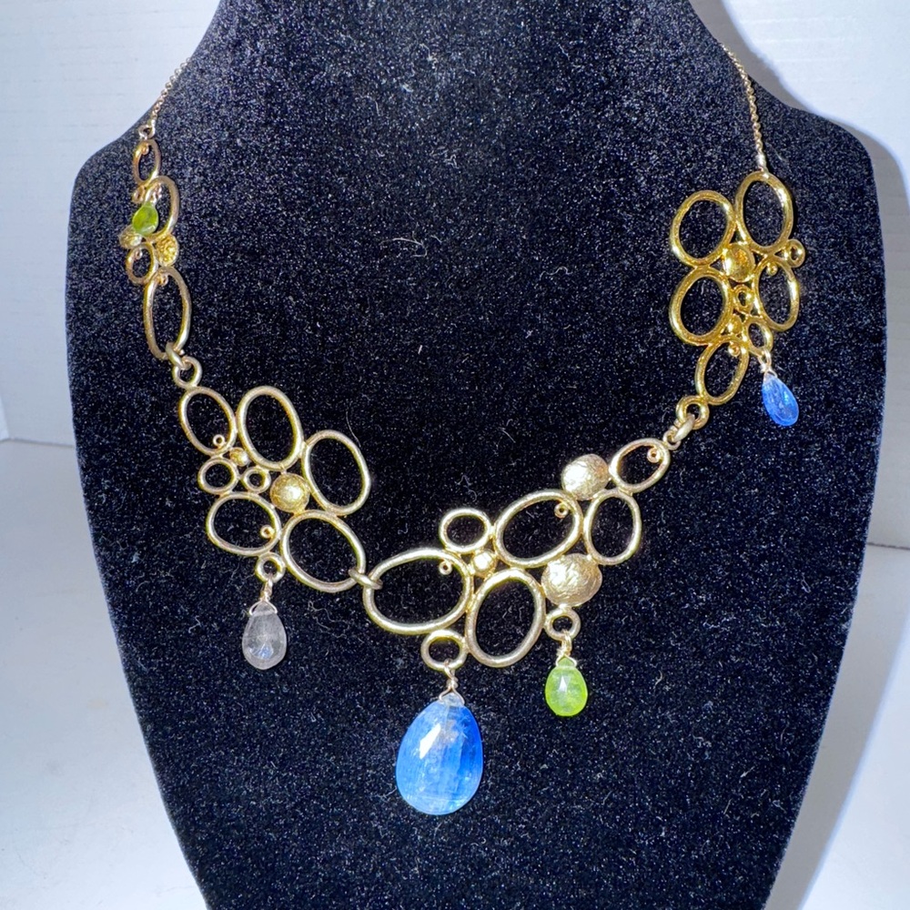 Alexis Bittar Multi Stone Gilded Gold Tone Bib Necklace